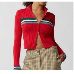 Urban Outfitters BDG Bella Full Zip Cardigan L Red